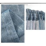 Vitrage linnenlook gordijn, lange moderne effen bistrogordijn - halftransparant, deurgordijnen, raamgordijn, keukengordijnen, korte gordijnen - BxH 132 x 183 cm, Blauw, 1 stuk