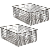 Opbergmand van metaaldraad – flexibel opbergsysteem voor de keuken, voorraadkamer enz. – grote en universele draadmand met handgrepen – set van 2 – bronskleuren