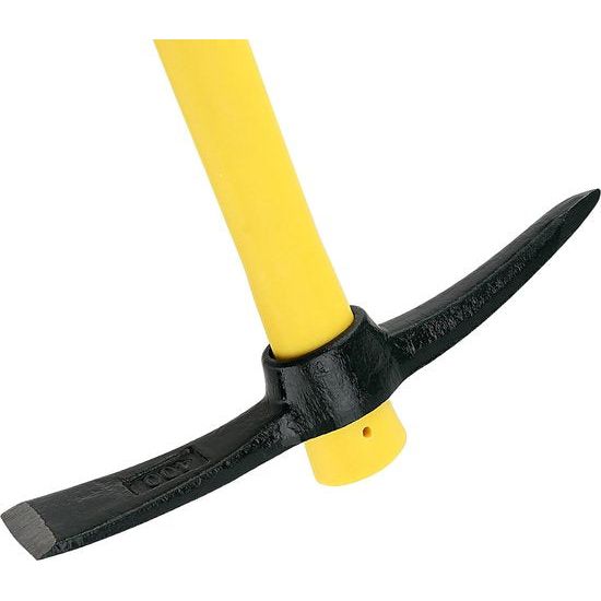 Pikhouweel, grote tuinpickaxe met stalen gesmede kop en kunststof gecoate glasvezelgreep (38 cm), robuuste platte houweel, combihouweel, ideaal voor tuinieren, kamperen