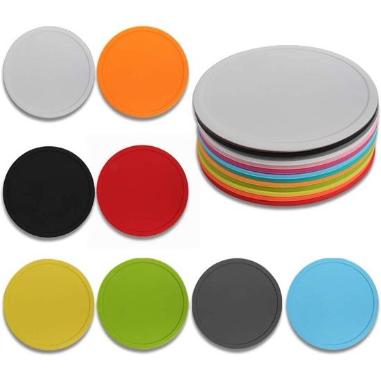 Ronde siliconen onderzetters, non-slip, rubber, zachte onderzetters voor glas, kopjes, dranken, theekopjes, premium tafelonderzetters, 8 stuks