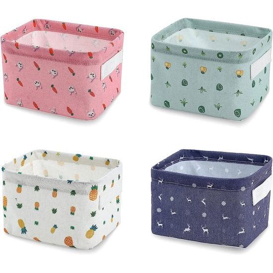 Luiertafel organizer, 4 stuks opbergmand voor kinderen, stoffen opbergmanden, opbergdoos, met 2 handgrepen aan beide zijden, linnen en stoffen dozijn (20,3 x 16,5 x 13 cm)