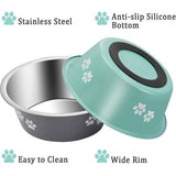 Hondenvoerbak, set van 2, roestvrijstalen voerbak met antislip siliconen bodem, waterbak en voerbak voor kleine, middelgrote en grote honden en katten (860 ml).