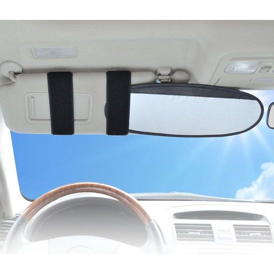 Universele zonneklep extender voor auto ' s, vrachtwagens en recreatieve voertuigen, verblindingsvrij voor bestuurder en voorpassagier (zilver) , 2 stuks