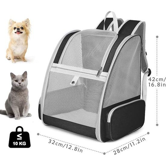 Hondenrugzak, kattenrugzak met mesh voor kleine honden, katten, puppy's, ademend en opvouwbaar, comfortabel, voor katten, goedgekeurd voor wandelen, reizen, kamperen in de open lucht