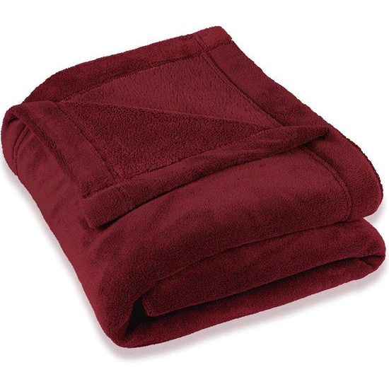 CelinaTex Wollige knuffeldeken 150 x 200 cm, bordeauxrood, deken, bank, warme woondeken, zachte microvezel fleece, Oeko-Tex Montreal