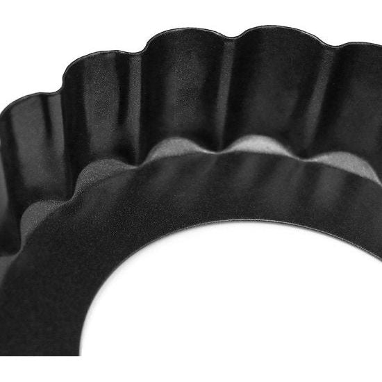 10 stuks taartvormen Ø 10 cm met hefbodem, mini-tartelette vormpjes quichevorm van voedselveilig koolstofstaal met antiaanbaklaag