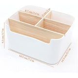 Desktop organizer, 5 vakken, houten tafelorganizer, desktop, stationery, opbergbox, kantoor, bureau, multifunctionele opbergdoos voor pennen, cosmetica, smartphones (wit)
