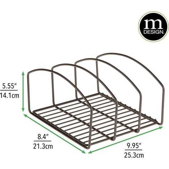 Keukenorganizer - Afdruiprek met drie compartimenten voor het opruimen van de keuken - Metalen schotelhouder voor snijplanken, bakvormen enz. - Brons