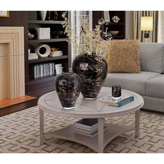 Handgeblazen zwart glas - Luxe uitstraling, stijlvol en elegant - 33 cm hoog - Marmereffect - Bloemenvaas Handgeblazen zwarte glazen - Luxe uitstraling, stijlvol en elegant - 33 cm hoog - Marmereffect - Bloemenvaas
