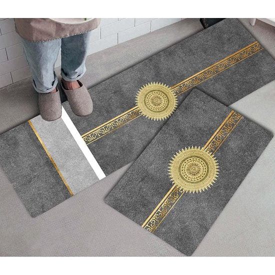 Life keukentapijten, set van 2, antislip keukenmatten, water- en olieabsorptie, keukenmatten, deurmattenset, stofdichte deurmat voor binnen, 40 x 60 + 40 x 120 cm