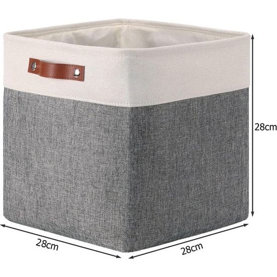 Set van 3 Sotrage-dobbelstenen, 28 x 28 x 28 cm, wit en grijs