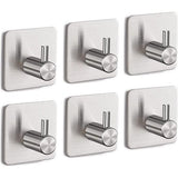 6 stuks handdoekhouders zilver extra sterk, haken kleefhaken zonder boren, 6 stuks, zelfklevende haken, duurzame wand- en montage, roestvrij, zilver 6 stuks