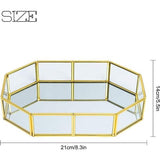 Cosmetische sieraden spiegel lade metalen decoratieve glazen lade sieraden organisator parfum plaat voor dressoir, badkamer om op te bergen en te organiseren