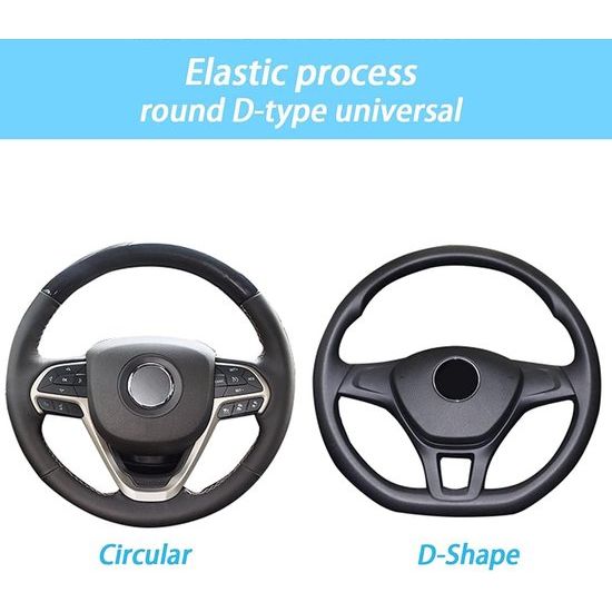 Universele auto stuurhoes diameter 37-38cm elastische stuurhoes ademend ijs zijde microfiber antislip geurloos (zwart)