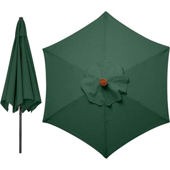 300 cm parasol, vervangende hoes, 6 baleinen, vervangende parasol, overkapping, vervangende afdekking met 6 ribben, outdoor paraplu, zonwering (groen)