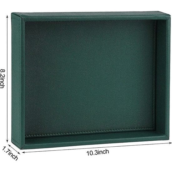 Rechthoekig PU-leer, Sieradenlade, Decoratieve lade, lederen lade, opslagruimte voor sieraden, sleutels, polshorloge, woonkamer, tafel, keuken, 26 x 21,5 x 4,5 cm, Zwart