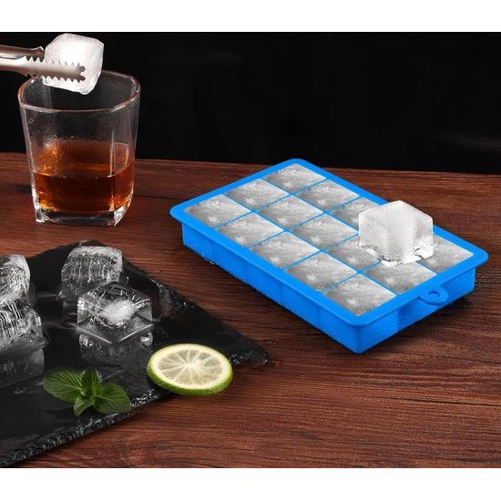 Silicone Ice Cube Tray, Pack of 3 Ice Cube Trays & Ice Cube Trays with Lid, Freezer Mould Silicone Large, Ice Ball Mould, Ice Cube Tray, Silicone Mould Ice Cube Moulds (Blue/Green/Purple)