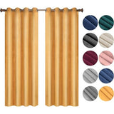 Verduisteringsgordijn, ondoorzichtig, fluwelen gordijnen met ringen, 2 stuks, thermogordijn, ringgordijn, 300 g/m², zware verduisteringsgordijnen, lichtdicht, voor slaapkamer en woonkamer, 140 x 225 cm, mosterd