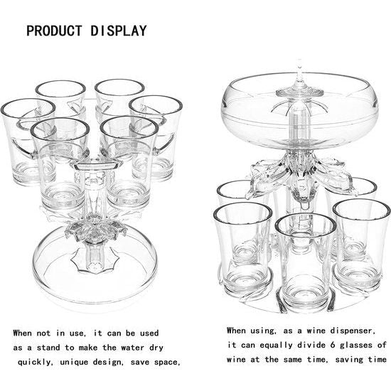 Nieuwe dispenser en standaard met 6 shotglaasjes voor het vullen van vloeistoffen, 6 shotdispensers, wijndispenser, drankgereedschap (nieuw wit)