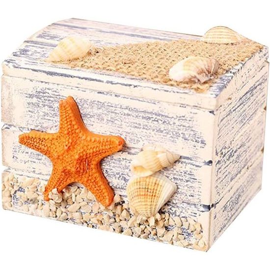 Houten kist maritiem decoratieve houten sieradendoos kindersieradendoos meisjes sieradendoos opbergdoos voor bruiloft sieraden (zeester)