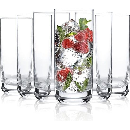 [6 stuks, 395ml] Design•Master waterglazen, longdrinkglazen, zware voet hoge barglazen, drinkglazen voor water, sap, bier en cocktails.