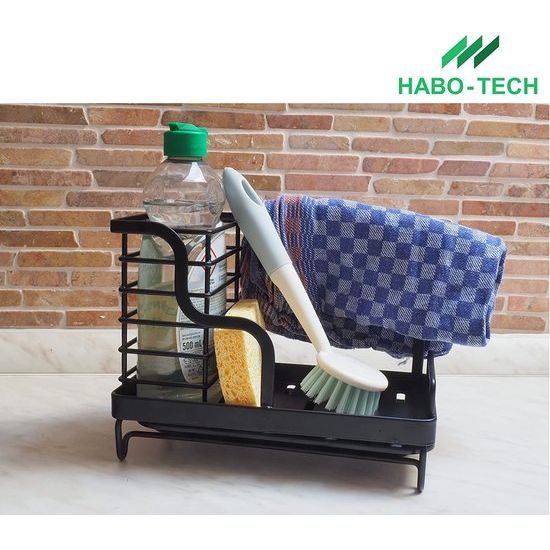 Spoelorganizer â gootsteenorganizer incl. spons en borstel, praktische opberghulp voor keuken- en spoelorganisatie met afdruipbak, zwart