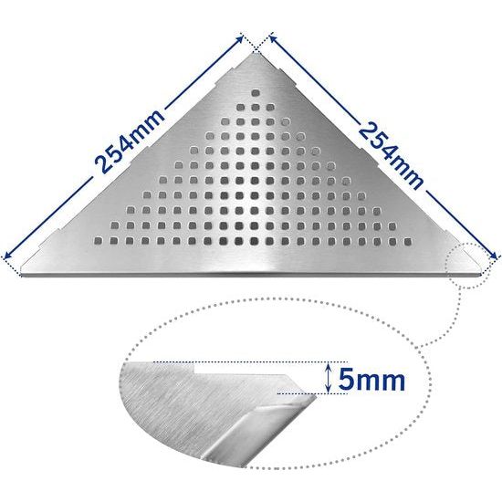 Hoekplank, doucheplank, 304 roestvrij staal, zonder boren, voor badkamer, shampoohouder, organizer, vierkant gat 253 x 253 x 355 mm, geborsteld