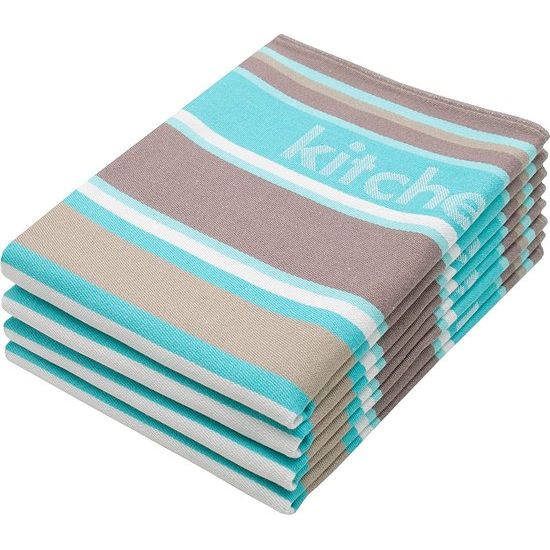 Zollner set van 4 theedoeken, katoen, appelgroene strepen, 50 x 70 cm, 009, mint, 50 x 70 cm