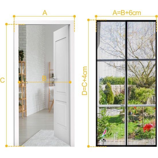 Vliegenhor Magnetische Deur, Balkondeur Insectenbescherming Vliegengordijn Magnetische Deur, Insectenbeschermingsgordijn Deur Patio Deur, Insectenhor Lamellengordijn Magnetisch Gordijn Zwart 80 x 200 cm