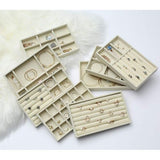 8 stuks sieradentrays, sieradenorganizer voor lade, sieradenopslag voor oorbellen, ring, armband, halskettingen, beige
