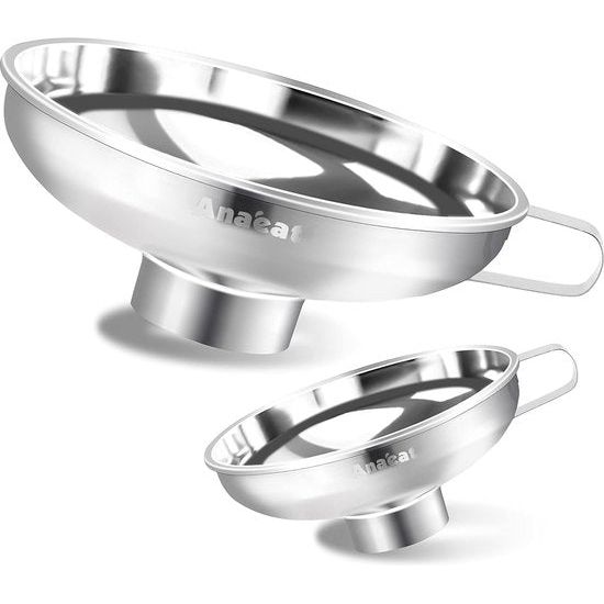 Roestvrijstalen inmaaktrechter met handvat voor brede en normale glazen en weckpotten, brede hals voor vloeibare en droge ingrediënten, grote vaste stoffen, olie, bonen en jam