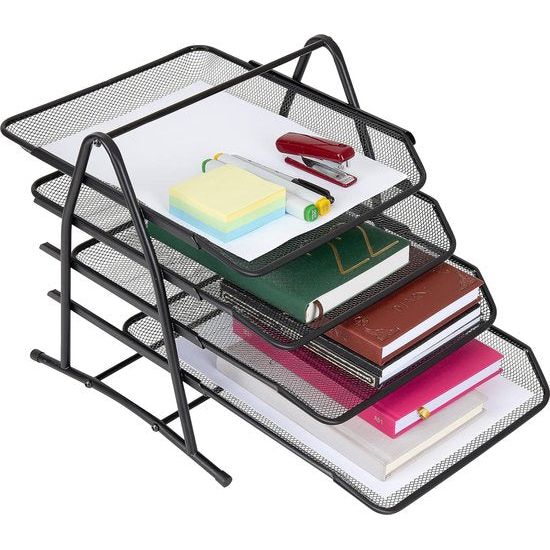 Bureau-organizer met 4 legplanken, stapelbaar, als brievenbakje, A4 of organizer, kantoorbenodigdheden