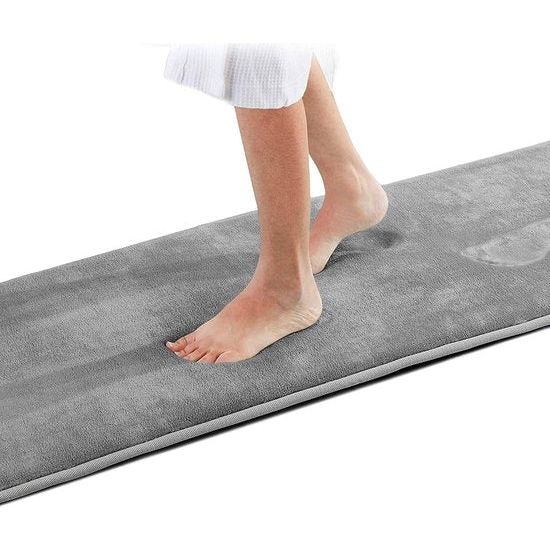 Traagschuim badmat, badtapijt, antislip, badkamermat, antislip, badmat, douchemat, super zacht en absorberend, wasbaar (grijs, 43 x 153 cm)