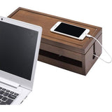 Houten Kabelbeheerbox voor Verlengkabels Stekkerdozen Overspanningsbeveiliging Kabelbeheer Concealer Organizer Cover voor Bureau Thuiskantoor Keuken (Bruin)