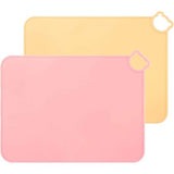 Siliconen placemats voor kinderen baby, vaatwasmachinebestendige placemats, kleine kinderen, draagbare levensmiddelenmat reizen, set van 2 (roze-geel)