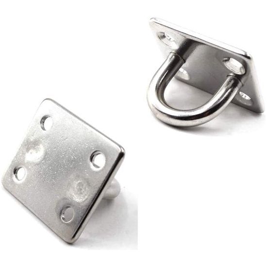 RVS karabijnhaak en RVS oogplaat met oogje, RVS dekplaat, oogplaten voor zonnezeilen/muurbevestigingen, plafondbevestigingen, muurhaken, plafondhaken
