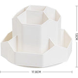 Draaibare pennenhouder, bureau-organizer, 9 vakken, verbeterde grote capaciteit, 360 graden draaibaar, geschikt voor potloden, kleurpotloden, verschillende schrijfwaren (wit)