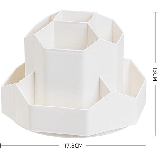 Draaibare pennenhouder, bureau-organizer, 9 vakken, verbeterde grote capaciteit, 360 graden draaibaar, geschikt voor potloden, kleurpotloden, verschillende schrijfwaren (wit)
