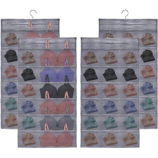 2 stuks kledingkast, organizer, hangend voor ondergoed, sokken, beha's, 30 zakken, dubbelzijdig opbergen, netvakken, opvouwbaar, ruimtebesparend, hangorganizer voor panty, beha, stropdassen