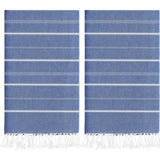 100 x 180 cm - 2 stuks - 100% katoenen hamamhanddoek (100 x 180 cm, marineblauw)