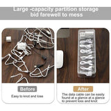 Kabelopbergdoos, 2 stuks kabelorganizerbox met deksel, 8 vakken met 30 kabelbinders, transparante kabelmanagementbox voor bureau, opslag, kantoor, thuisgebruik