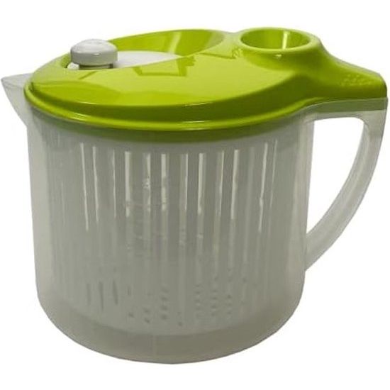 Scharen, transparant met groen deksel Wash&Dry slacentrifuge, 3 liter, 0% BPA-plastic, Made in Italy, plastic, 3 LT