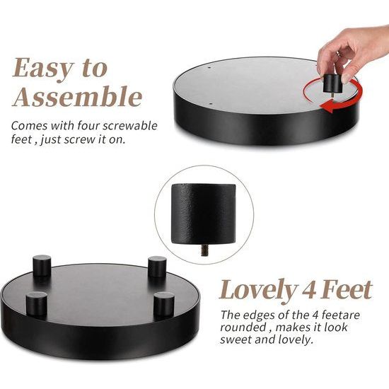 Houten Verhoger: Decoratief Dienblad Houten Dienblad Decoratieve Houten Verhogers voor Display Zwart Dienblad Rond met Voeten Modern Chic Decoratief Bord Hout met Standaard