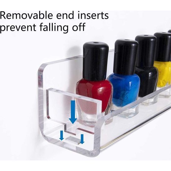 nagellakrek 6 stuks, nagellakorganizer muur, acryl nagellakopslagrek voor maximaal 90 flessen, wandplankorganizer voor nagellak/parfum/lippenstift/etherische oliën, transparant