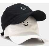Honkbalpet voor dames en heren, katoen, smiley, baseballpet, uniseks, verstelbaar, zonnehoed, zonnehoed voor sport, reizen, buiten