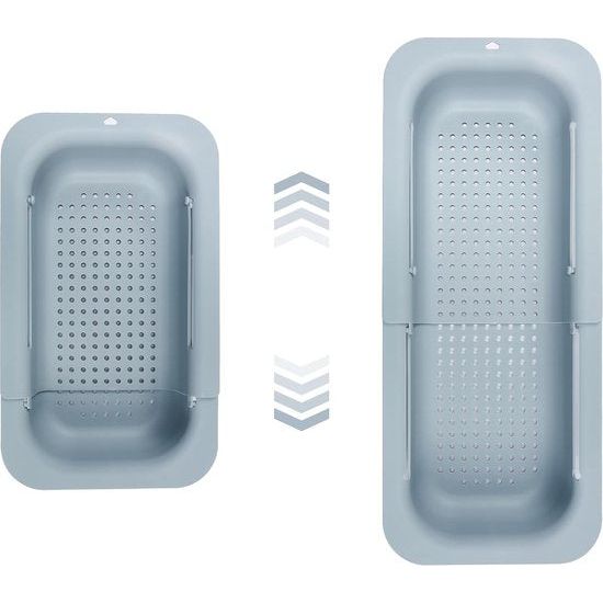 Strainer Basket Over the Sink, Sink Filter Tray, Multifunctional Kitchen Storage Shelf, Adjustable Sink Drain Shelf for Tableware, Fruit, Vegetables (Grey)