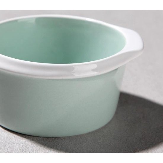 Bakvorm taartvorm, soufflévormen porselein, 6-delige mini ovenschaal ovenvormen voor crème brûlée dessertsoufflé, ronde vorm, inhoud 160 ml, optimale inhoud 140 ml