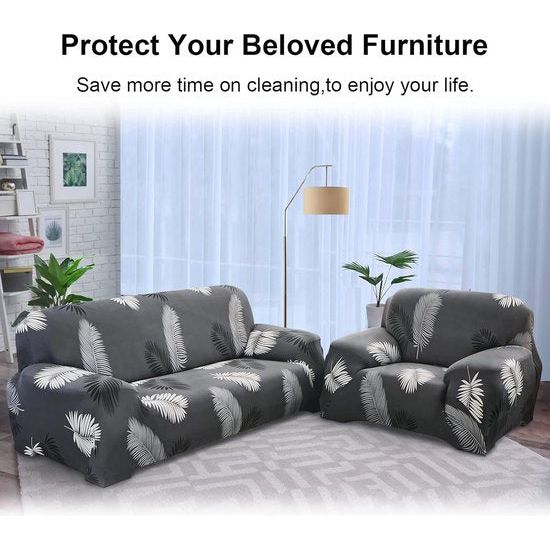 Bankhoes 3-zits - Bank Sofa Cover - Elastic Stretch Spandex Hoes - Antislip Wasbare Protector en Cover met armleuningen - Veren