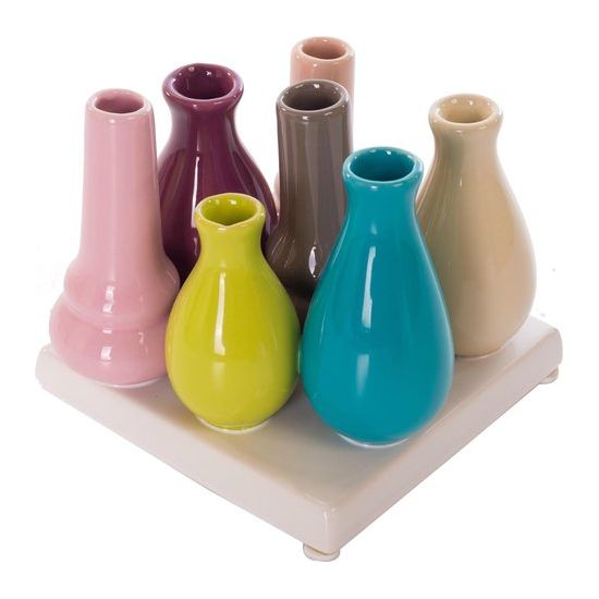 Set bloemenvazen, keramiek, gekleurd en wit, decoratief , multicolor