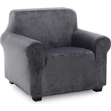 Fluwelen fauteuilhoes, zachte fluwelen pluche bankovertrek, stijlvolle luxe meubelhoezen, antislip, high stretch stoelbekleding (1-zits, grijs)